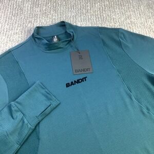 Bandit Running Aura Grid Mock Neck LS Tee Storm Mens Size M NWT